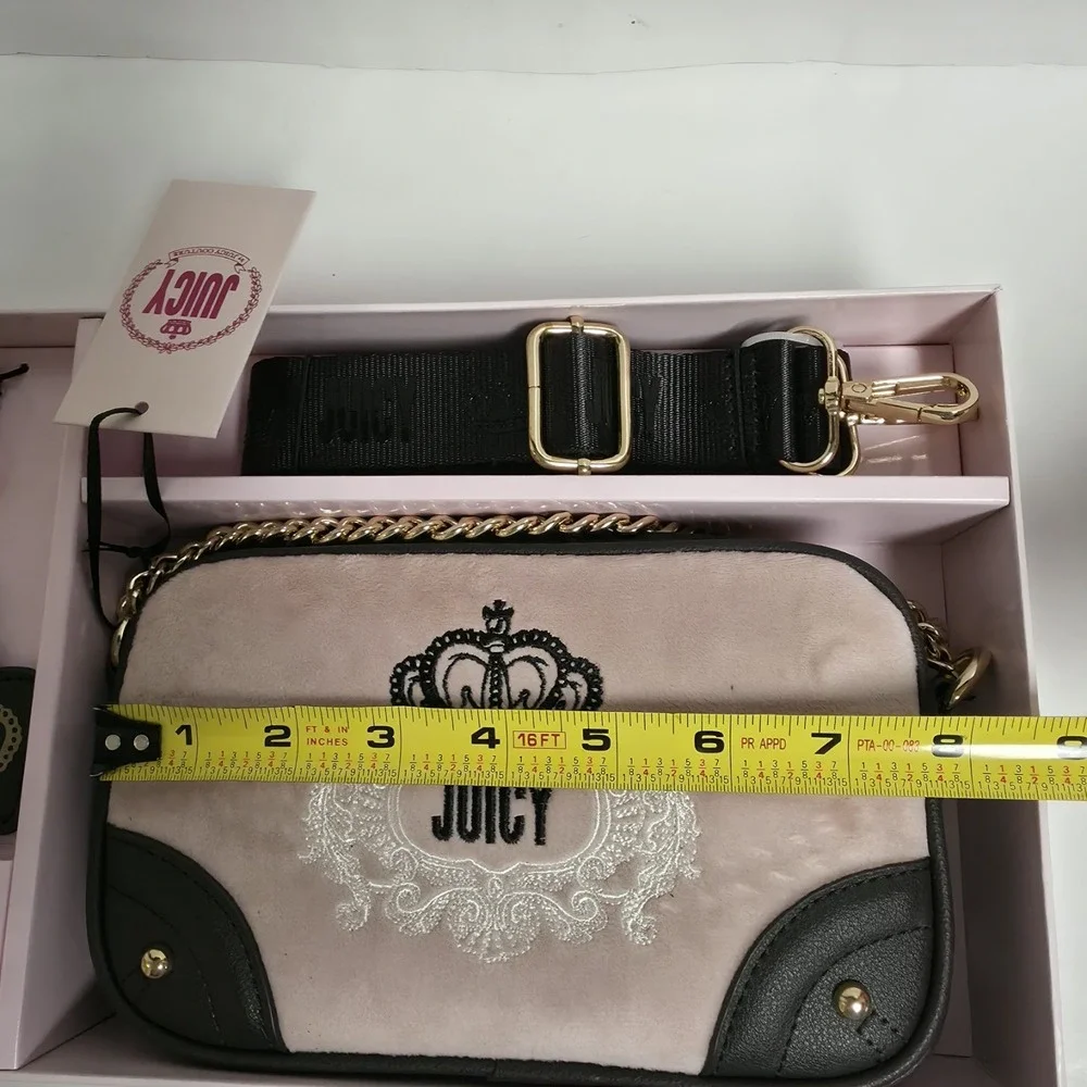 New Juicy Couture Heritage Crossbody W/ Strap & Card Case Black Gift Set Y2K